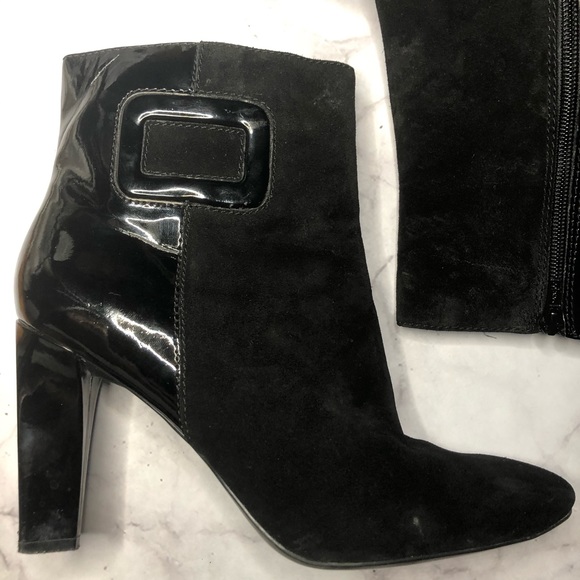 Nine West Womens ankle boot 9 black triangle heel - Picture 5 of 13